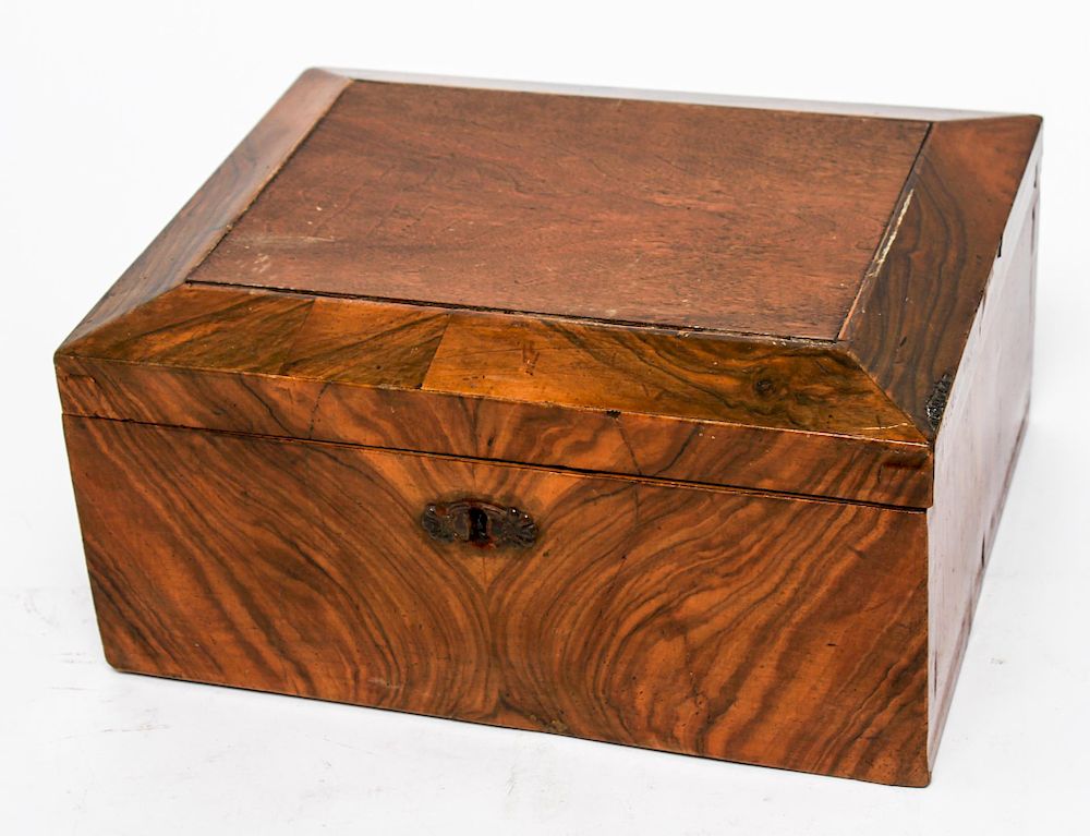 Appraisal: Antique Hardwood Veneered Trinket or Keepsake Box Antique hardwood veneered