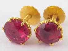 Appraisal: A pair of yellow metal tests carat gold ruby stud