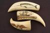 Appraisal: WHALE'S TEETH - Lot of three contemporary scrimshawn whale's teeth