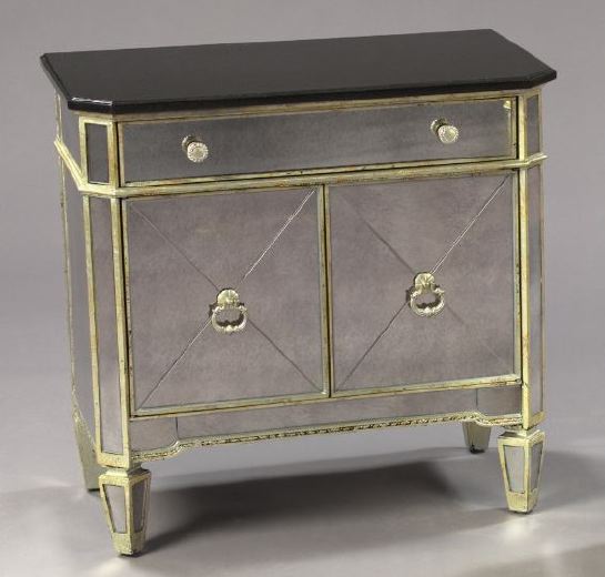 Appraisal: Mirrored Glass-Veneered Two-Door Cabinet in the Italian Directoire style modeled