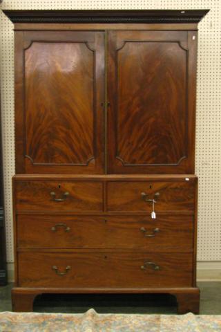 Appraisal: Antique English Mahogany Armoire four drawer base with bracket foot