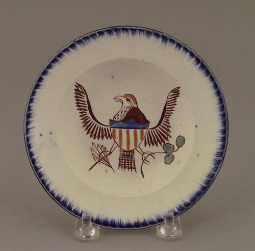 Appraisal: Leeds feather edge toddy plate th c with American eagle