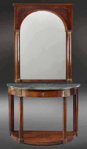 Appraisal: Napoleon III style marble top console with mirror the demilune