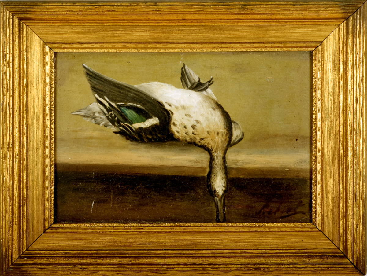 Appraisal: STILL-LIFE WITH GREEN-WINGED TEAL DUCK Oil on board x inches