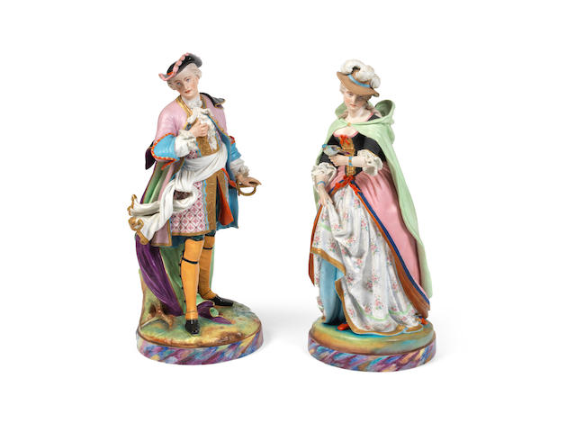 Appraisal: A pair of late th century French bisque porcelain figures