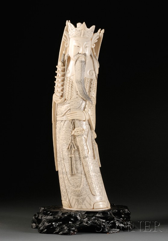 Appraisal: Large Ivory Carving China late th century standing figure of