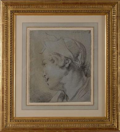 Appraisal: CONTINENTAL SCHOOL PROFILE PORTRAIT OF A YOUNG WOMAN Chalk on