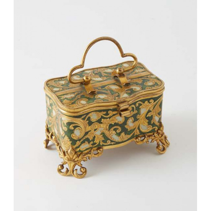 Appraisal: Enamel and Gilt Brass Ring Box early th c of