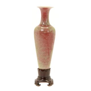 Appraisal: A Peachbloom-Glazed Amphora Vase Of elegant slender baluster form with