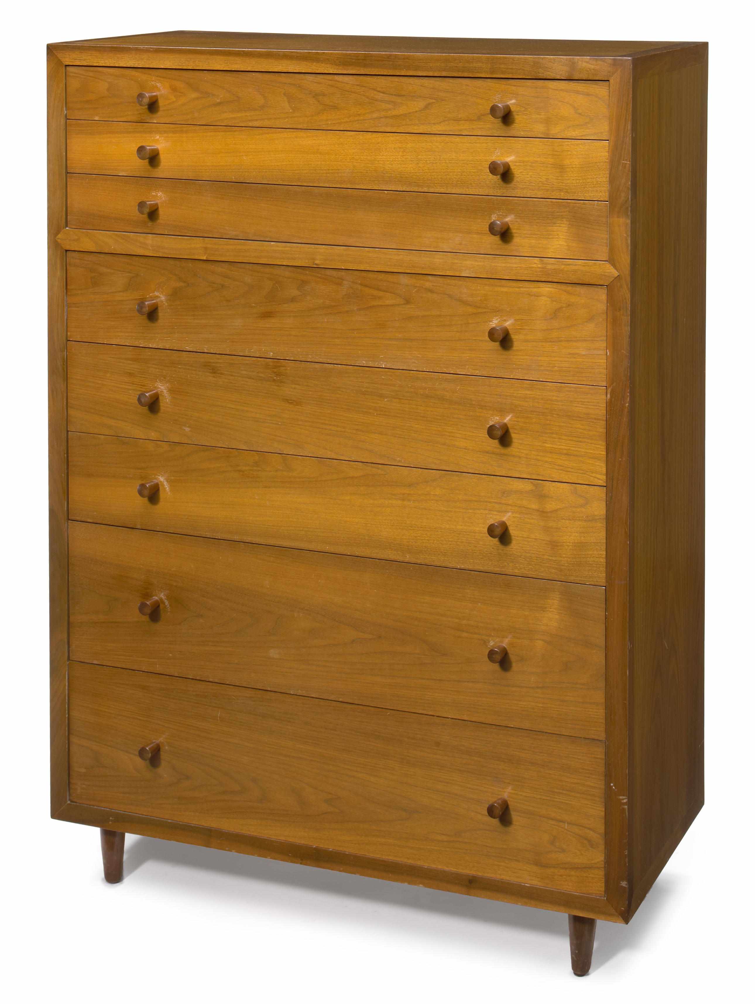 Appraisal: Sam Maloof American - Chest of drawers circa walnutbranded designed