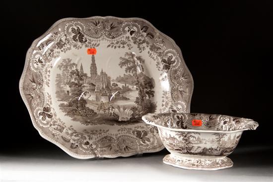 Appraisal: Davenport 'Muleteer pattern china well and tree platter and serving