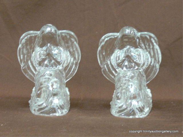 Appraisal: Pair of Lead Crystal Angel Candle Holders - holds tea