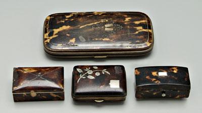 Appraisal: Four tortoise boxes some with silver inlay th century two