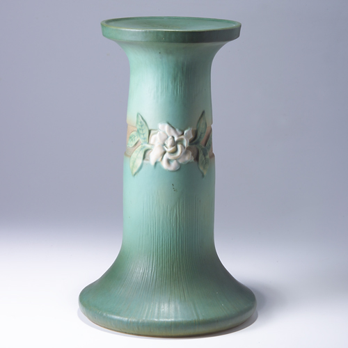 Appraisal: ROSEVILLE Green Gardenia pedestal - Raised mark