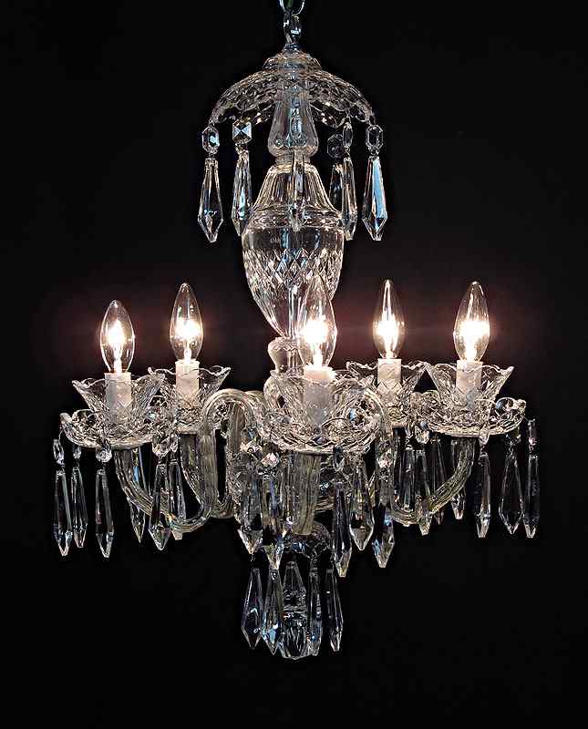 Appraisal: A PETITE WATERFORD CRYSTAL CHANDELIER Five light signed Waterford chandelier