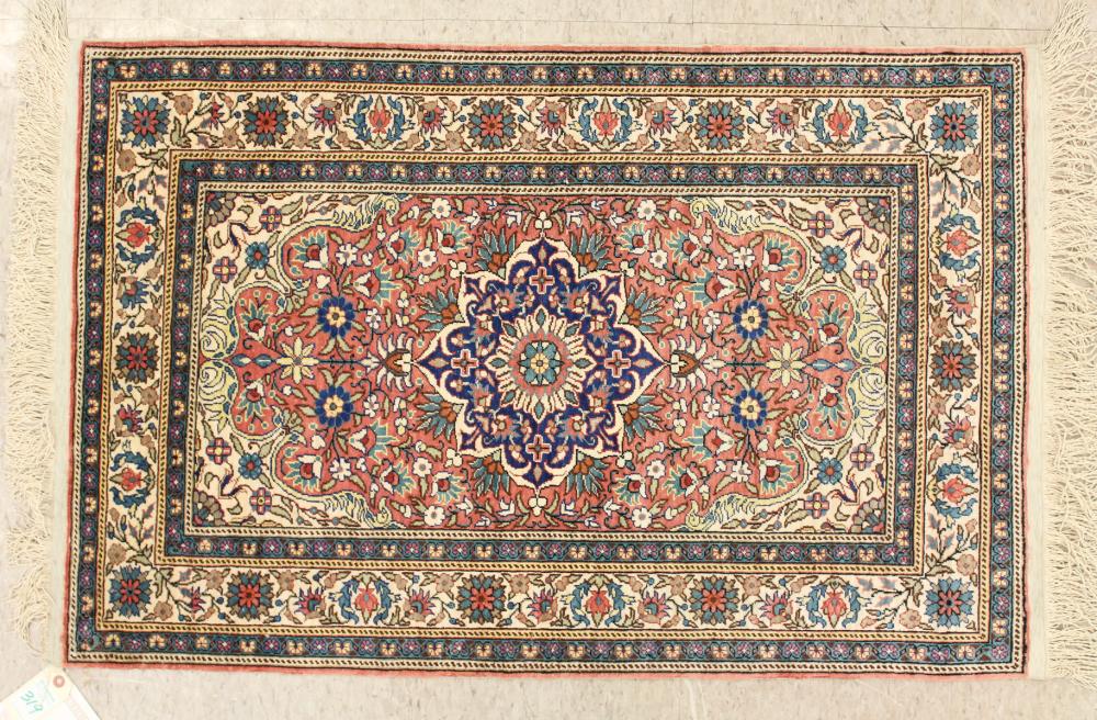 Appraisal: HAND KNOTTED KAYSERI SILK AREA RUG town of Kayseri central