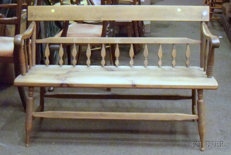 Appraisal: Windsor-type Maple and Pine Bench lg in