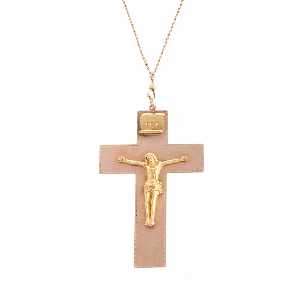 Appraisal: A Large Russian K Crucifix Cross Pendant K yellow gold