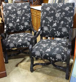 Appraisal: Lot of Moderne arm chairs having a black upholstered seat