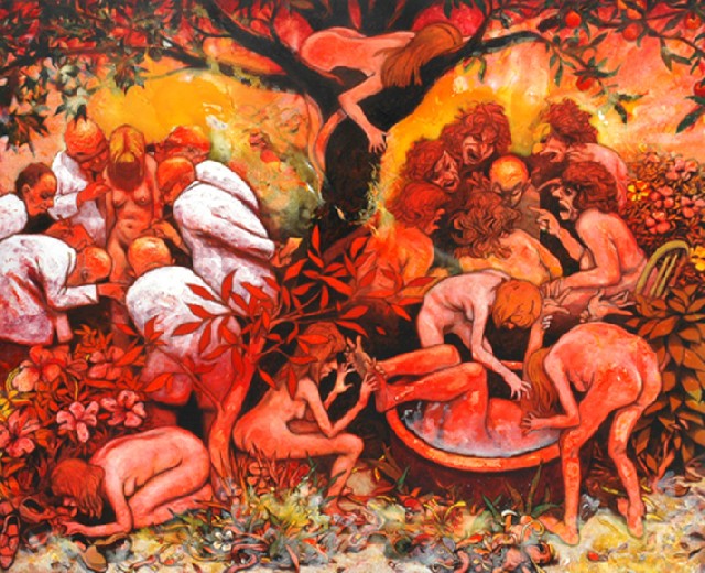 Appraisal: Fred Cress - Circle of Hell acrylic on canvas signed