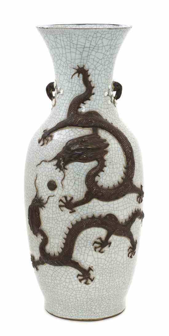 Appraisal: A Chinese Ceramic Baluster Vase having a crackle finish throughout