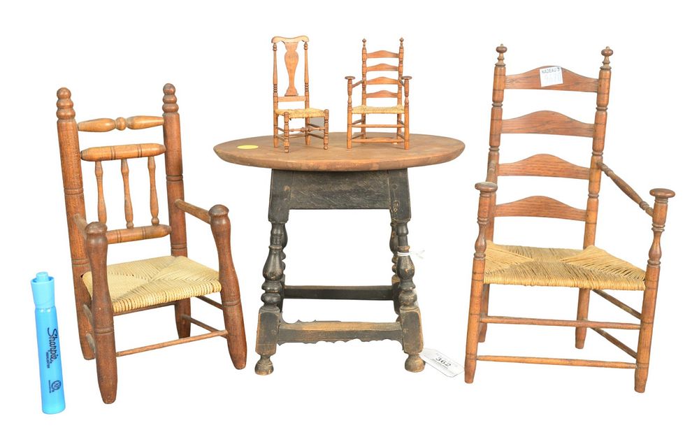 Appraisal: Five Piece Group of Miniature Furniture Group to include ladder