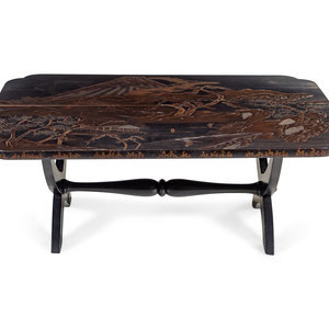 Appraisal: A Japanese Export Lacquered Wood Low Table th Century and