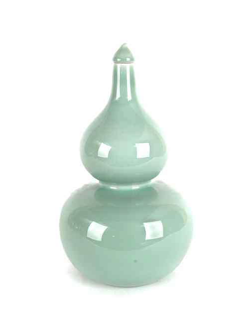 Appraisal: Chinese celadon glaze porcelain double gourd vase h