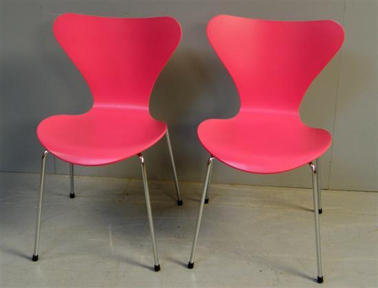 Appraisal: Set of eight bright pink Fritz Hansen series- chairs on