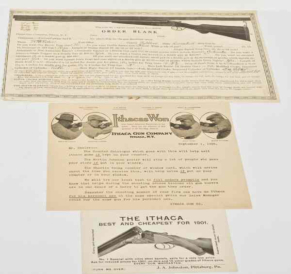 Appraisal: Ithaca Gun Co Ephemera Ca includes custom order blank for