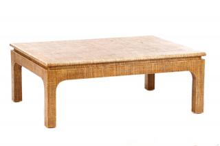 Appraisal: Karl Springer Style Grass Cloth Ming Coffee Table Style of