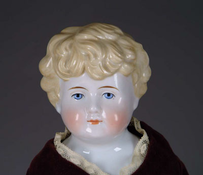 Appraisal: BLONDE CHINA HEAD DOLL Wonderful China head doll has blonde