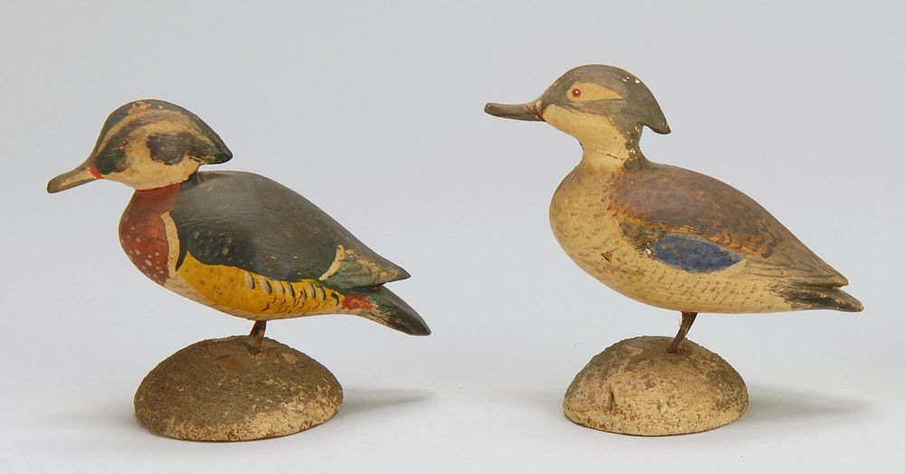 Appraisal: PAIR OF MINIATURE WOOD DUCKS By R D Laurie of