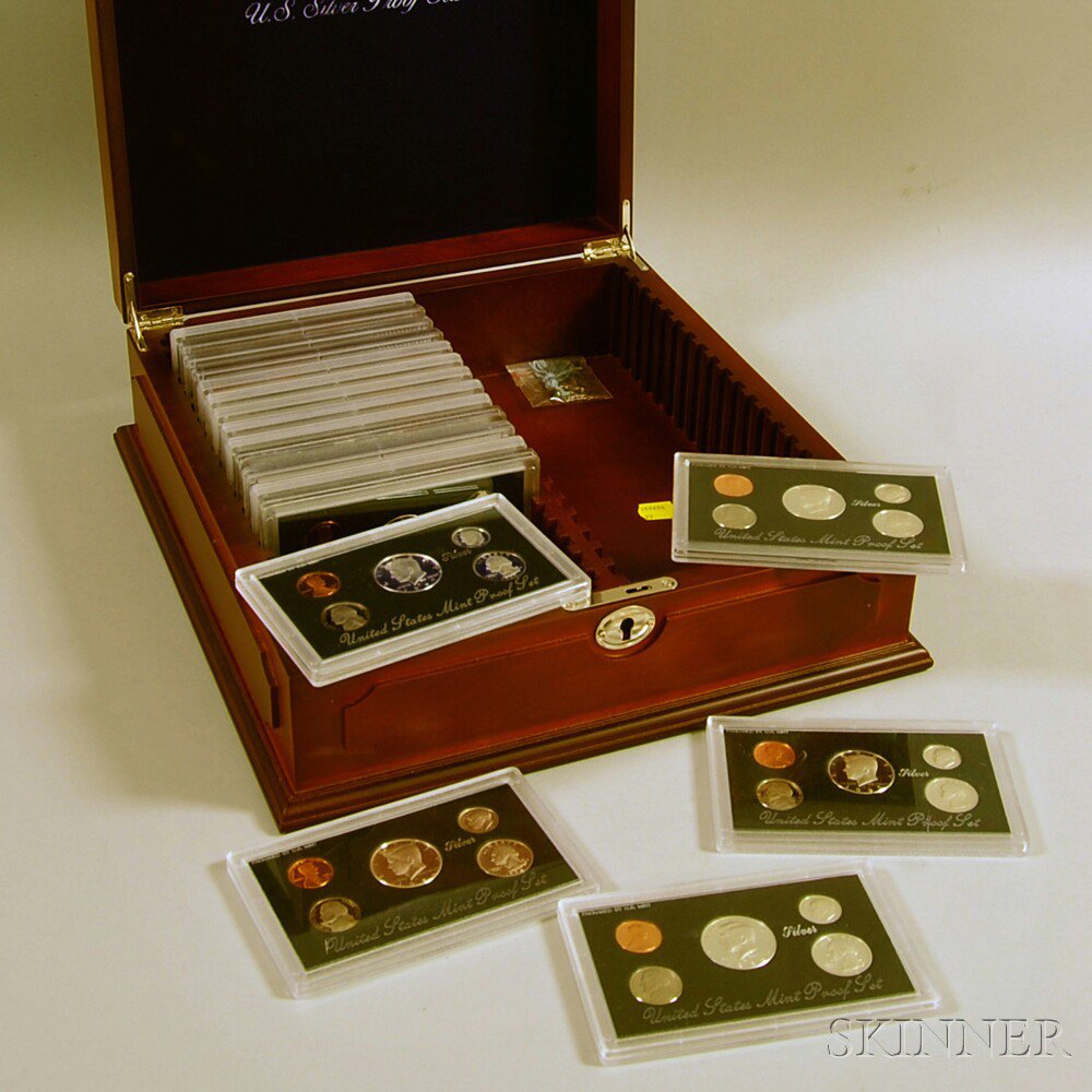 Appraisal: Eighteen Boxed and Cased Silver Proof Sets from the s