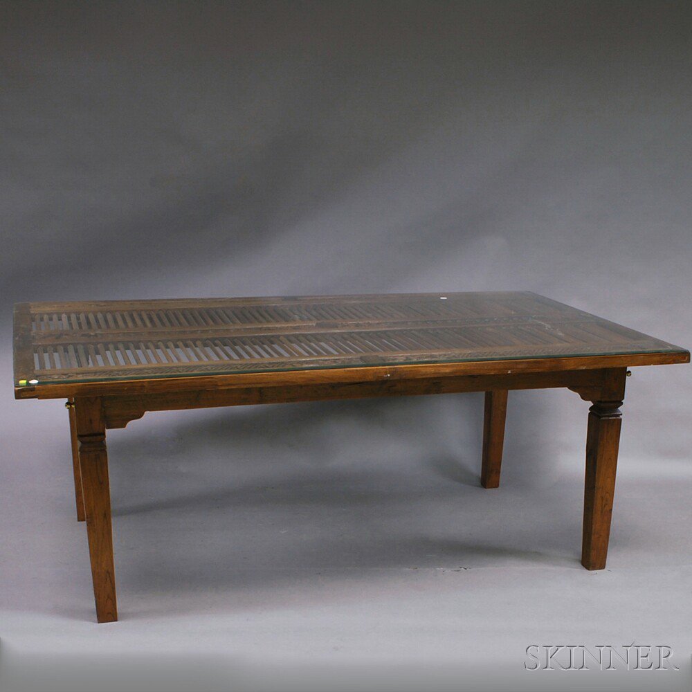 Appraisal: Dining Table Asia the table top originally a headboard comprising