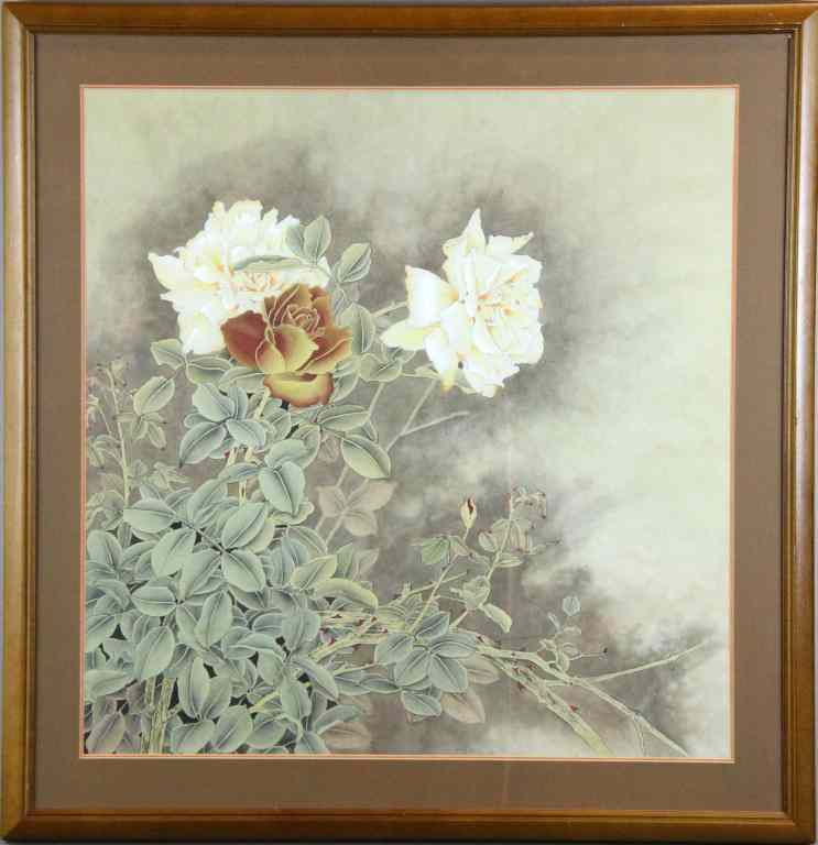 Appraisal: Chinese Framed Watercolor Painting On PaperDepicting lotus and foliage nicely