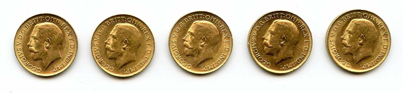 Appraisal: Australia George V Sovereigns -P KM- All are bright and