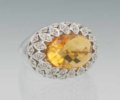 Appraisal: A Ladies' Citrine and Diamond Ring k white gold ring