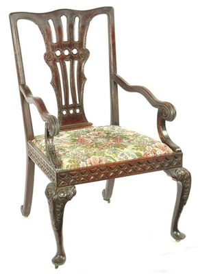 Appraisal: A th century Colonial padouk open armchair in th century