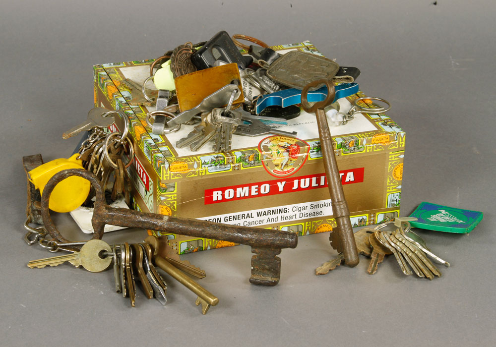 Appraisal: - Box of Vintage Keys Box of vintage keys including