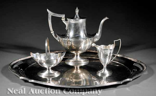 Appraisal: An American Sterling Silver Tea Set Gorham Plymouth pattern consisting