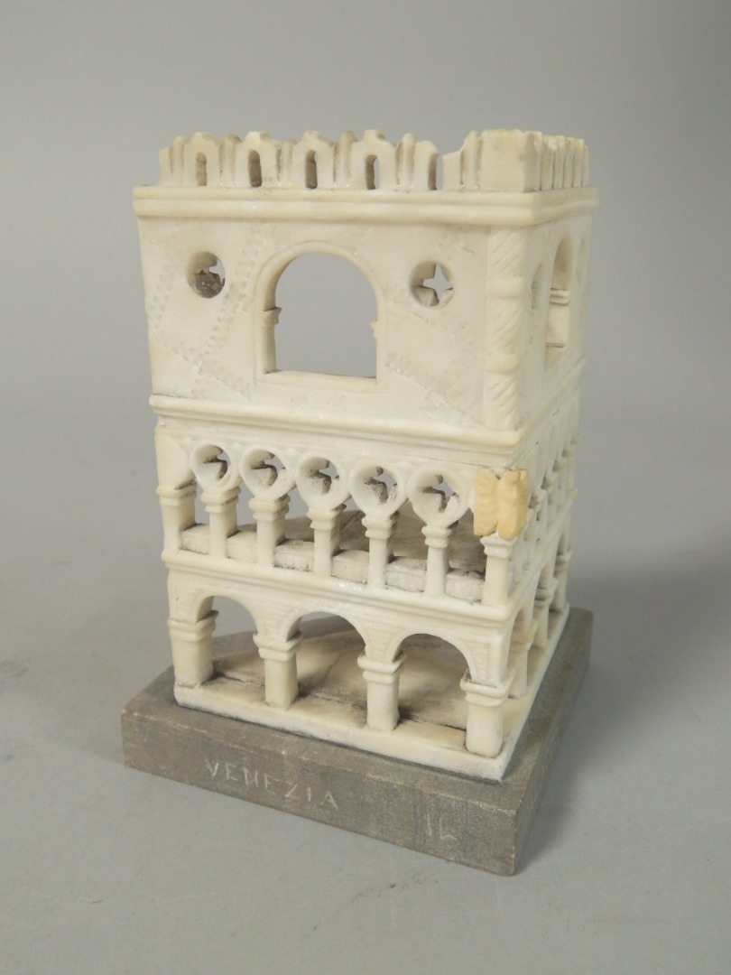 Appraisal: A Grand Tour type alabaster carving of the Palazzo Ducale