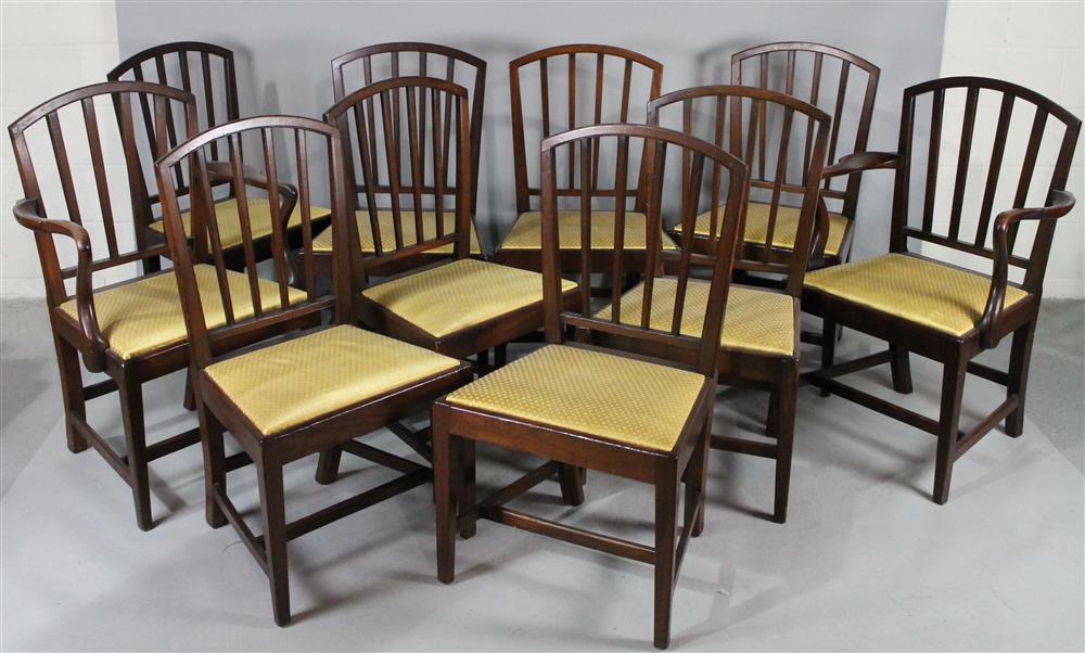 Appraisal: SET OF TEN FEDERAL STYLE MAHOGANY DINING CHAIRS YELLOW UPHOLSTERED