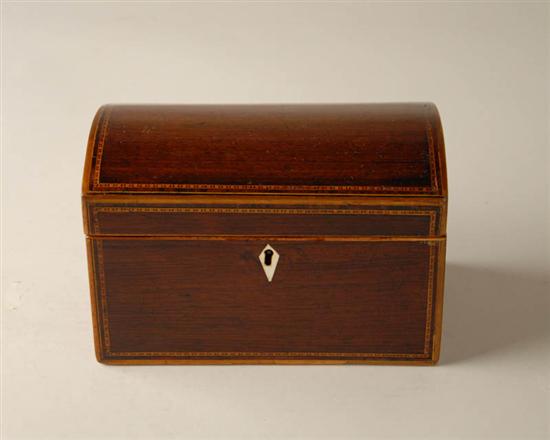 Appraisal: An E th C Mahogany Tea Caddy having a domed