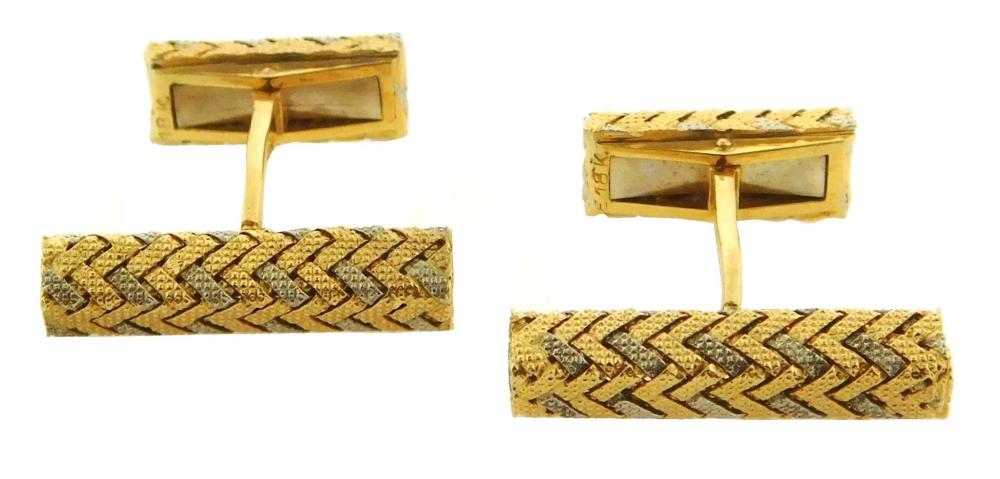 Appraisal: JEWELRY Pair of K French Tiffany Co Cufflinks woven design