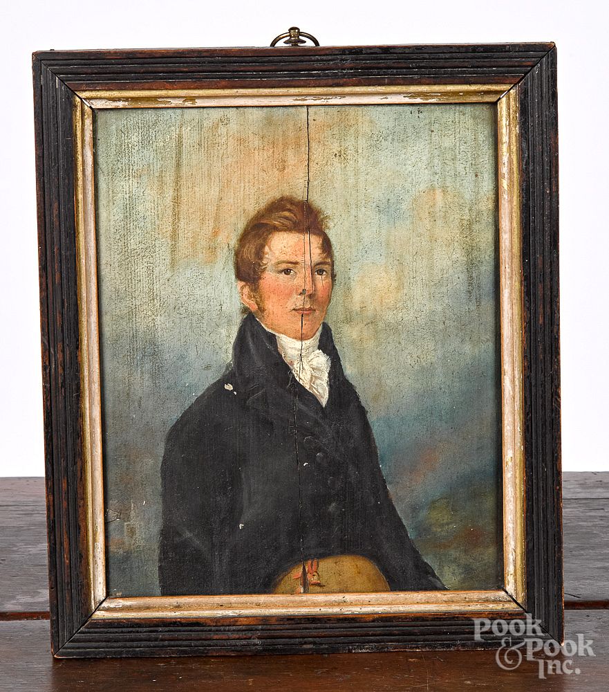 Appraisal: Oil on panel portrait of a gentleman ca Oil on