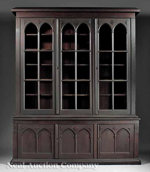 Appraisal: An American Gothic Carved and Faux Bois Bookcase c Philadelphia