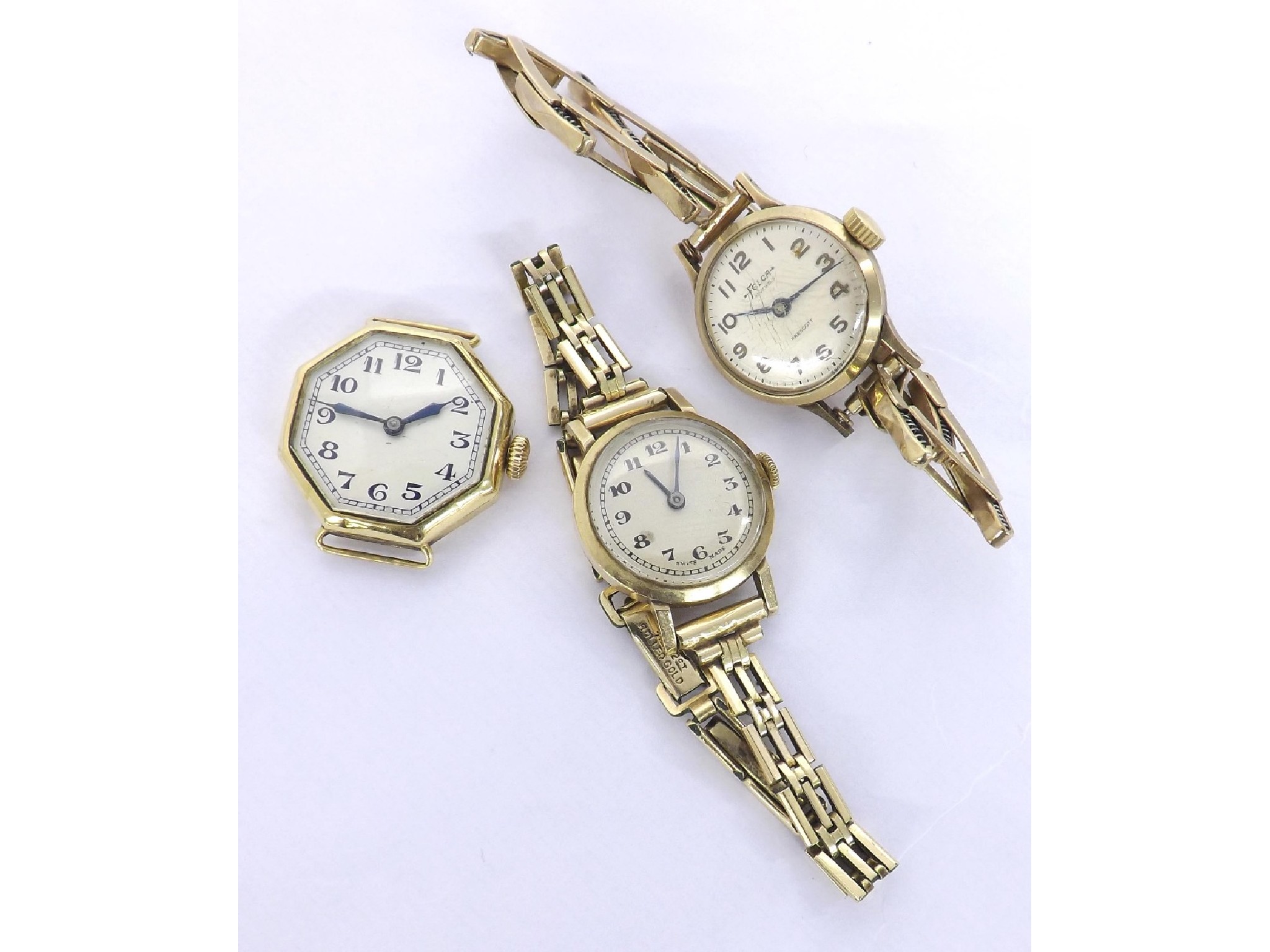 Appraisal: ct octagonal lady's wristwatch head with wire lugs import hallmarks