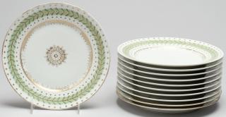 Appraisal: French Porcelain Luncheon Plates With gilded rosette centers enclosed in