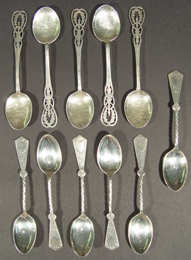 Appraisal: Six Victorian silver teaspoons with chased decoration Birmingham together with